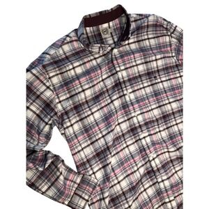 Cinch Long Sleeve Plaid Button Down Shirt Men's XL White Pink Gray Burgundy